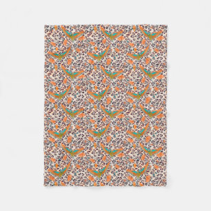 Trendy leopard print, Paradiesvögel, orange Fleecedecke