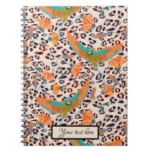 Trendy leopard print, Paradiesvögel, orange Notizblock