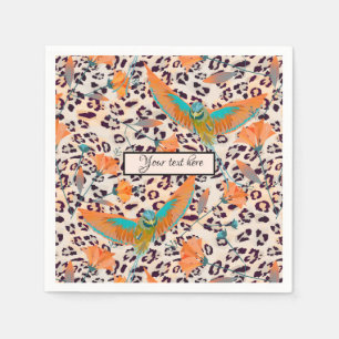 Trendy leopard print, Paradiesvögel, orange Serviette