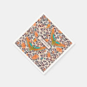 Trendy leopard print, Paradiesvögel, orange Serviette (Ecke)