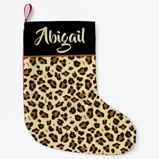 Trendy Leopard Print - Personalisiert Kleiner Weihnachtsstrumpf (Vorderseite)
