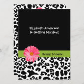 Trendy Leopard Print und Pink Daisy Brautparty Einladung (Vorne/Hinten)