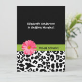 Trendy Leopard Print und Pink Daisy Brautparty Einladung (Stehend Vorderseite)