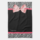 Trendy Leopard Print und rosa Band mit Namen Handtuch (Vertikal)