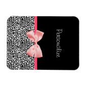 Trendy Leopard Print und rosa Band mit Namen Magnet (Horizontal)