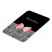 Trendy Leopard Print und rosa Band mit Namen Magnet (Linke Seite)