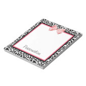 Trendy Leopard Print und rosa Band mit Namen Notizblock (Rotiert)