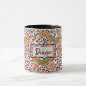Trendy leopard print, vögel paradiesisch, orange M Tasse (Zentrum)