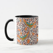 Trendy leopard print, vögel paradiesisch, orange M Tasse (Links)