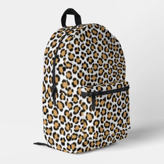 Trendy Leopard simuliertes Pelzeffektmuster Bedruckter Rucksack (Rückseitige Ecke links)