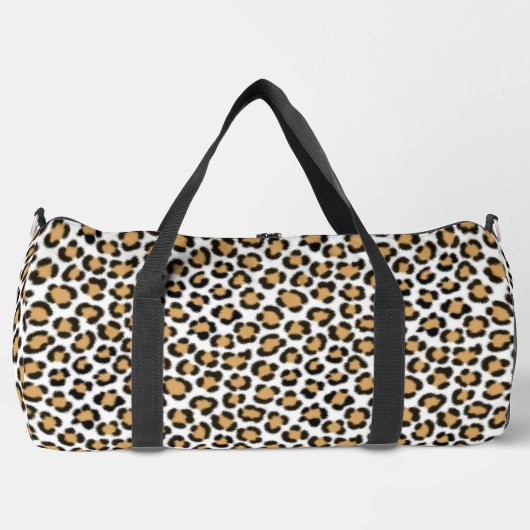 Trendy Leopard simuliertes Pelzeffektmuster Duffle Bag (Vorderseite)