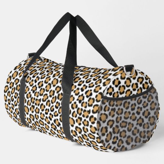 Trendy Leopard simuliertes Pelzeffektmuster Duffle Bag (Rechte Ecke)