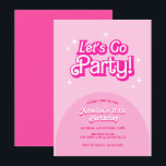 trendy Let's Go Party pink Birthday Einladung<br><div class="desc">A pink trendy birthday party invitation for girls or young women who love pink. This design features the heading "Let's go party" in a bold,  bright retro font.</div>