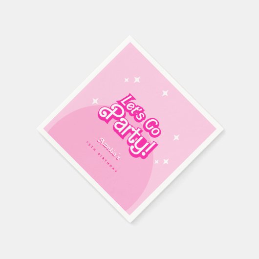 trendy Let's Go Party pink Birthday Serviette (Ecke)