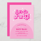 Trendy Let's Go Party Rosa Junggeselinnen-Abschied Einladung (Vorne/Hinten)