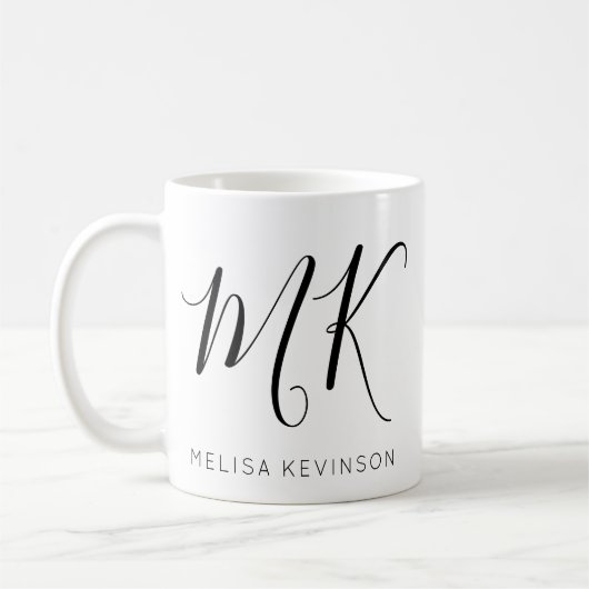 Trendy Letter Initial mit Name-Tasse Kaffeetasse (Links)