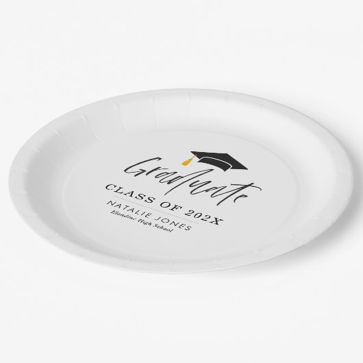 Trendy Letting Abschluss Pappteller (Schrägansicht)