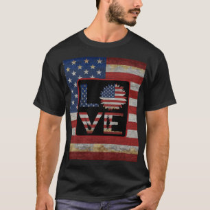 TRENDY LIEBE AMERICAN FLAG DISTRESSEED USA FLAG T-Shirt