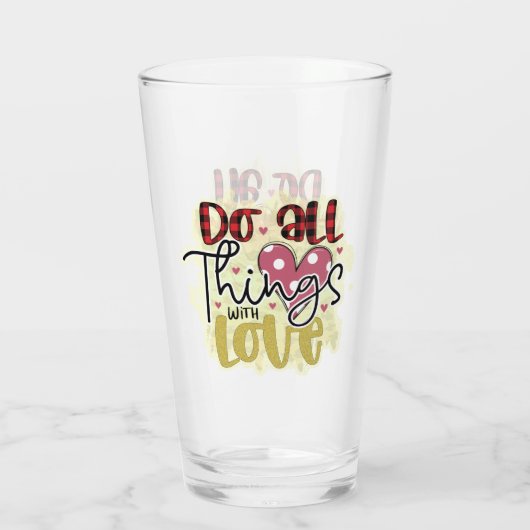 Trendy Liebe Glitzer Valentinstag Glas (Rückseite)