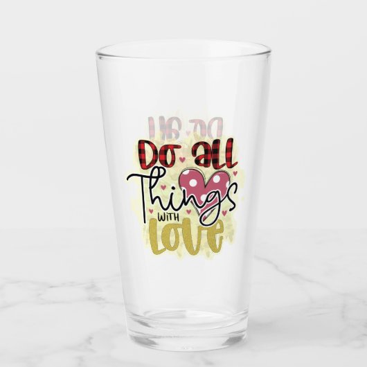 Trendy Liebe Glitzer Valentinstag Glas (Vorderseite)
