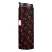 Trendy Liebe rot und schwarz und Name Herz Muster Thermosbecher (Nach rechts gedreht)