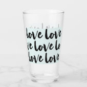 Trendy Liebe Typografie auf Pastel Blue Glas (Rückseite)