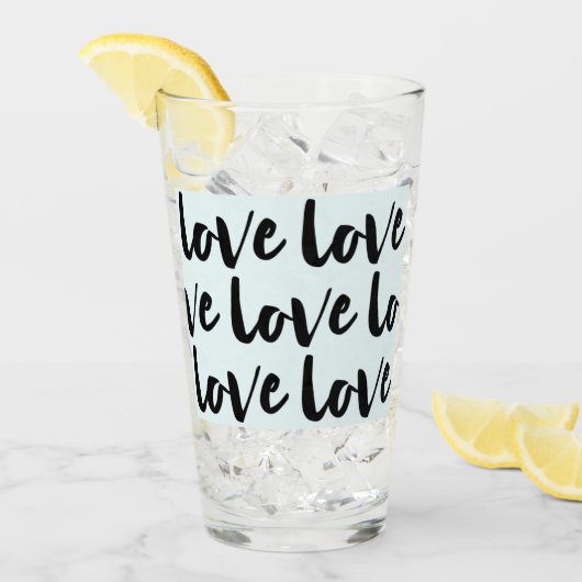 Trendy Liebe Typografie auf Pastel Blue Glas (Vorderseite Ice)