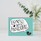 Trendy Liebe von Afar Scandinavian Bird Postkarte (Stehend Vorderseite)