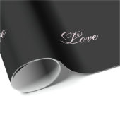 Trendy Liebe Wedding Calligraphy Script Black Geschenkpapier (Rolleneckpunkt)