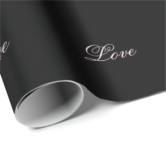 Trendy Liebe Wedding Calligraphy Script Black Geschenkpapier (Rolleneckpunkt)