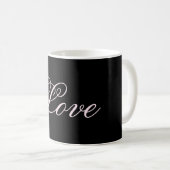 Trendy Liebe Wedding Calligraphy Script Black Kaffeetasse (VorderseiteRechts)