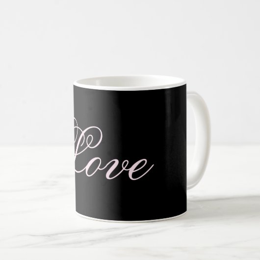 Trendy Liebe Wedding Calligraphy Script Black Kaffeetasse (VorderseiteRechts)