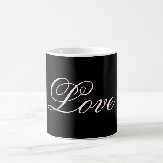 Trendy Liebe Wedding Calligraphy Script Black Kaffeetasse (Mittel)
