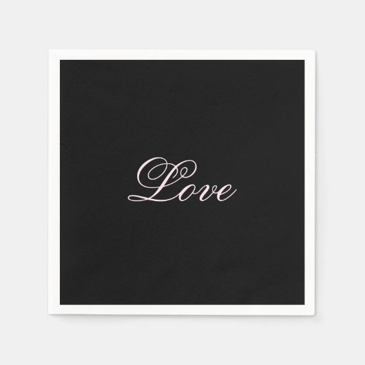 Trendy Liebe Wedding Calligraphy Script Black Serviette (Vorderseite)
