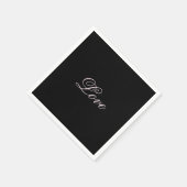 Trendy Liebe Wedding Calligraphy Script Black Serviette (Ecke)