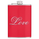Trendy Liebe Wedding Calligraphy Script Red Flachmann (Vorderseite)