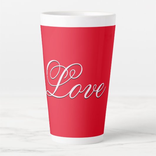 Trendy Liebe Wedding Calligraphy Script Red Milchtasse (Vorderseite)
