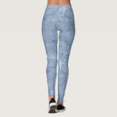 Trendy Light Blue Jean Imitats Effect Pattern Leggings (Rückseite)