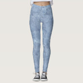 Trendy Light Blue Jean Imitats Effect Pattern Leggings (Vorderseite)
