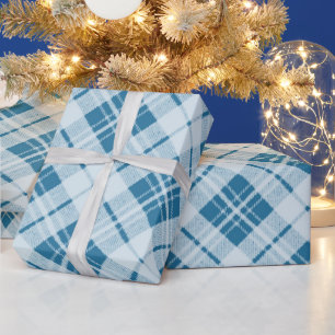 Trendy Light Blue tartan Geschenkpapier
