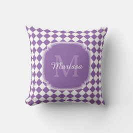 Trendy Light Lila Checked Mit Monogramm Name Kissen