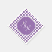Trendy Light Lila Checked Mit Monogramm Name Serviette (Ecke)