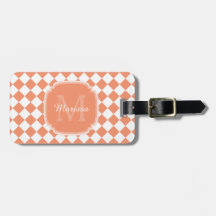 Trendy Light Orange Checkter Mit Monogramm Name