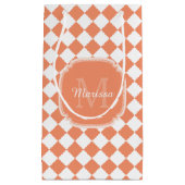 Trendy Light Orange Checkter Mit Monogramm Name Kleine Geschenktüte (Vorderseite)