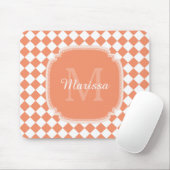 Trendy Light Orange Checkter Mit Monogramm Name Mousepad (Mit Mouse)