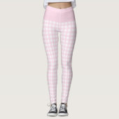 Trendy Light Pink und White Karo Gingham Pattern Leggings (Vorderseite)