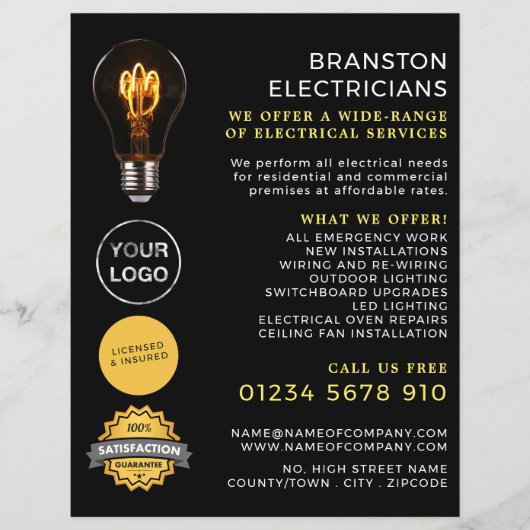 Trendy Lightbulb, Elektrische Werbung Flyer (Vorne)