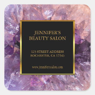 Trendy lila Amethyste berufliche Werbeaktion Quadratischer Aufkleber
