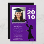 Trendy Lila & Black Abschluss Einladung (Vorne/Hinten)