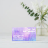 Trendy Lila Blue Watercolor Marmor Business Card Visitenkarte (Stehend Vorderseite)